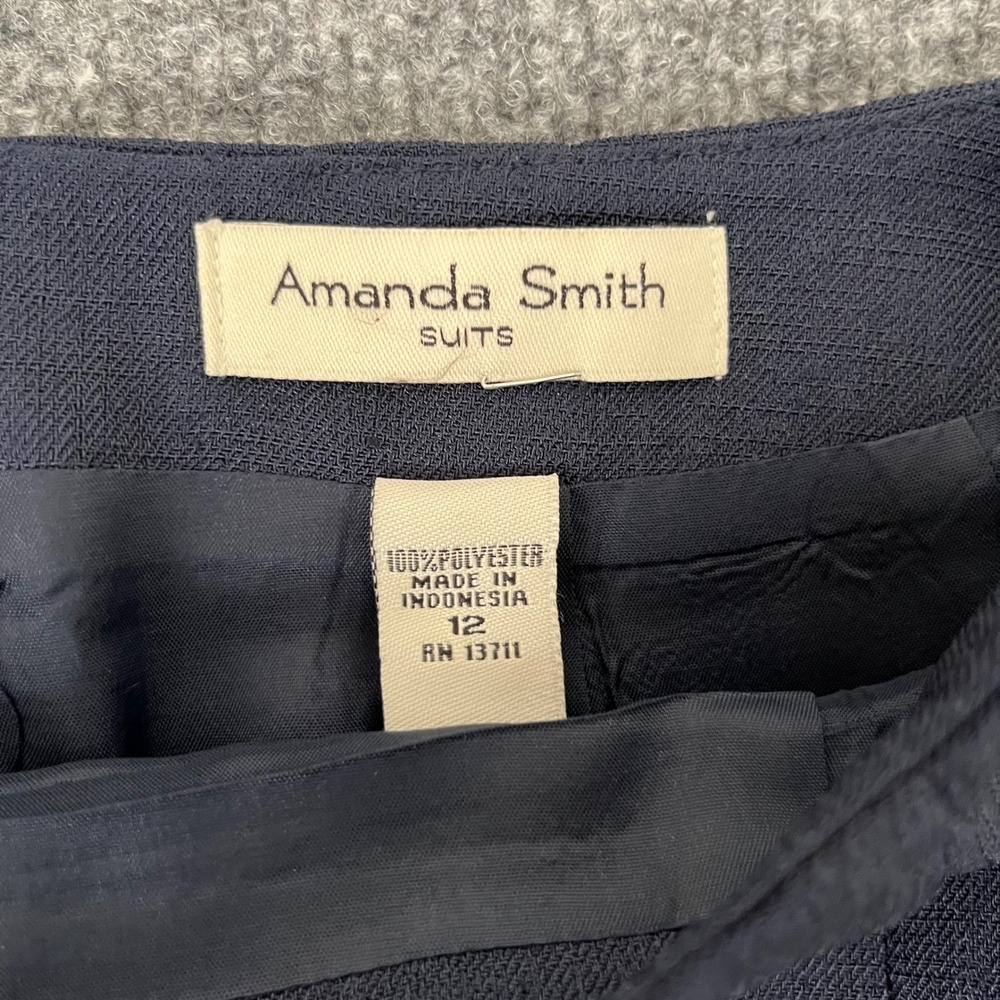 Amanda Smith Suits Navy Blue Pencil Skirt Size 12 Tailored Career Workwear Lined - Picture 2 of 6